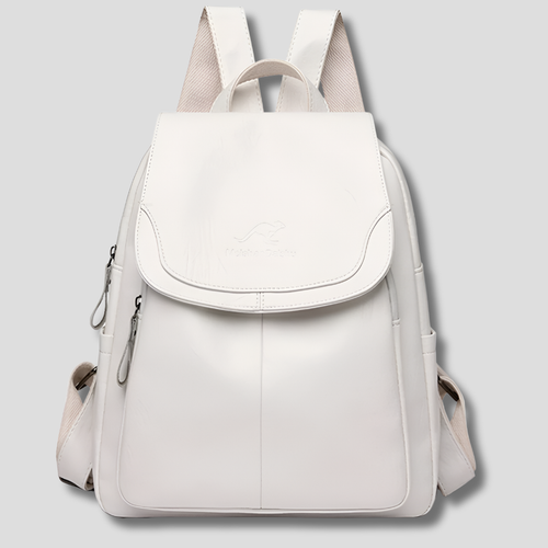Anti-Theft Leather Backpack — Pure White