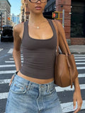 Grey slim-fit tank crop top