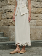 3D Embroidered A-Line Skirt