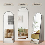Arched Full-Length Mirror — Tall Oval Floor Mirror, Aluminum Frame