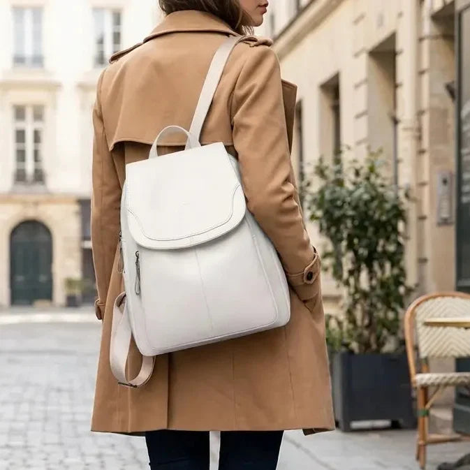 Anti-Theft Leather Backpack — lifestyle