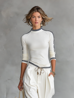 Side-seam striped tape detail on women's matching activewear set