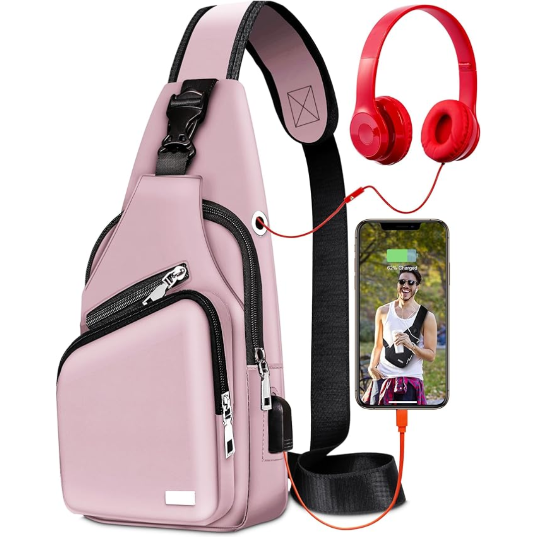 Waterproof sling bag interior storage compartments
