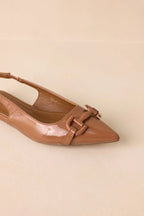Women's As It Stands Mocha Brown Patent Pointed Toe Slingback Flats | All Man Made Materials 4