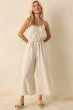 Women's As Simple As That Natural Linen Blend Sleeveless Jumpsuit | 80% Rayon & 20% Linen 6