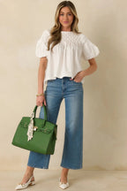 Women's Basic Luxuries White Cotton Short Sleeve Top | 100% Cotton 3