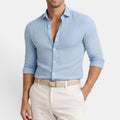 Men's Shirt with Breathable Linen-Cotton Blend | Slim Tailored Fit for Elegant Summer Comfort