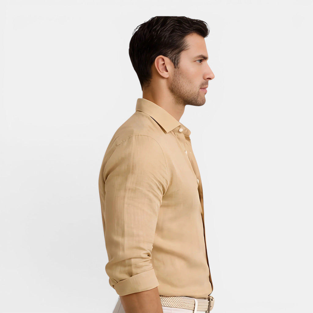 Men's Shirt with Breathable Linen-Cotton Blend | Slim Tailored Fit for Elegant Summer Comfort