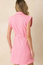Women's Breaking New Ground Pink Cotton Button Front Denim Mini Dress | 100% Cotton 7