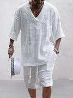 Cable Knit Matching Set — Tee & Shorts Loungewear