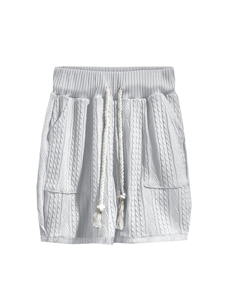 Cable Knit Matching Set — Tee & Shorts Loungewear
