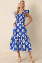 Women's Catch of the Day Royal Blue Multi Cotton Tiered Maxi Dress | 100% Cotton 5
