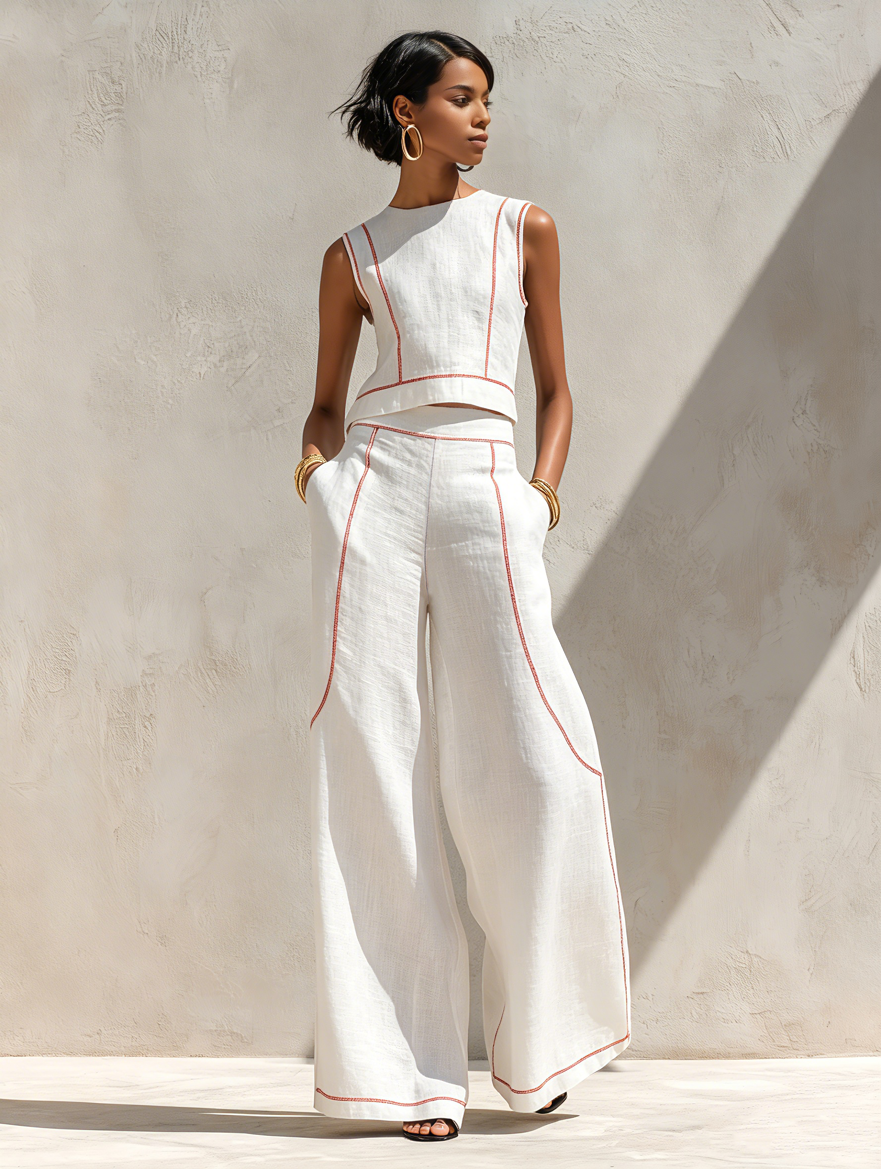 Women's Linen-Blend Loungewear Set — Lightweight Two-Piece