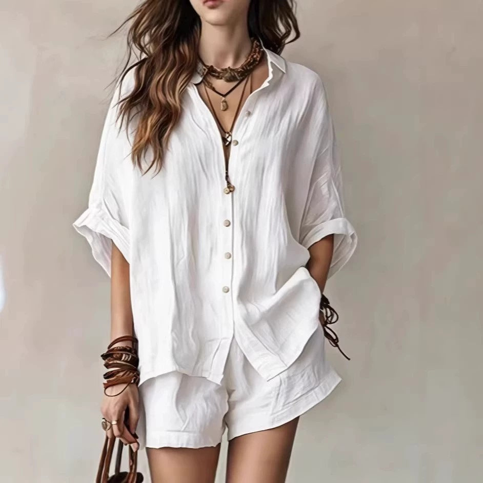 Chic Summer – Women's Outfit with Loose Button matching Set...