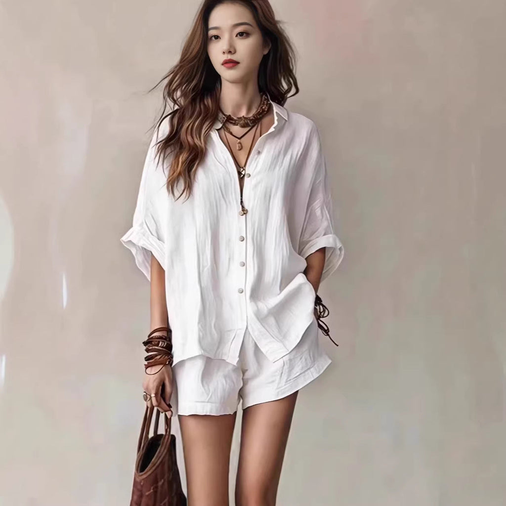 Chic Summer – Women's Outfit with Loose Button matching Set...