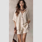 Chic Summer – Women's Outfit with Loose Button matching Set...