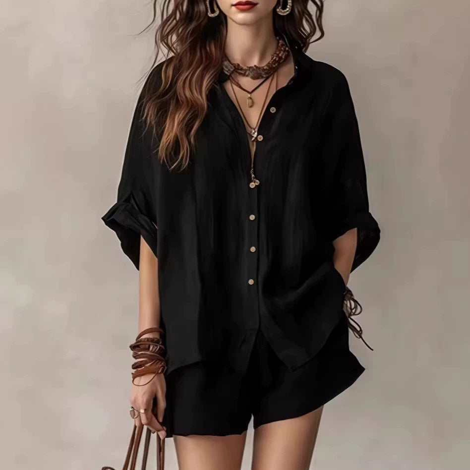 Chic Summer – Women's Outfit with Loose Button matching Set...