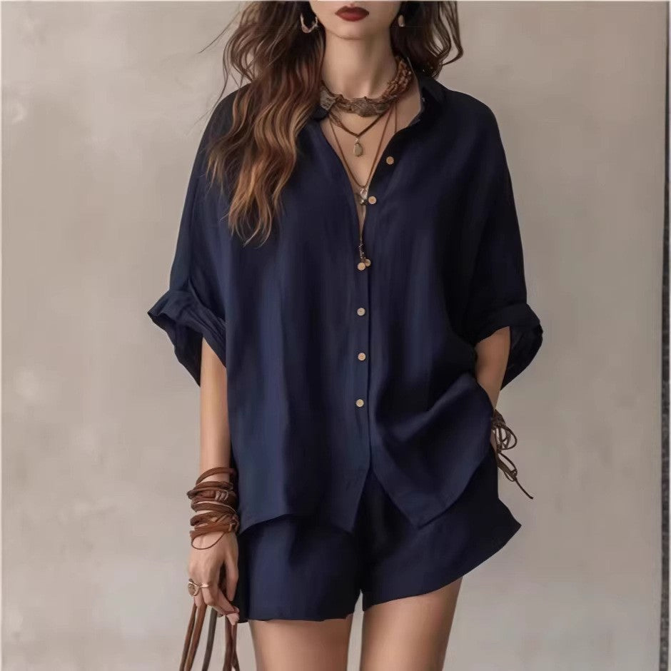 Chic Summer – Women's Outfit with Loose Button matching Set...