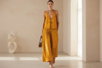 Chic Women's Sleeveless Vest & Wide-Leg Matching Set | Lace-Up Summer Co-Ord