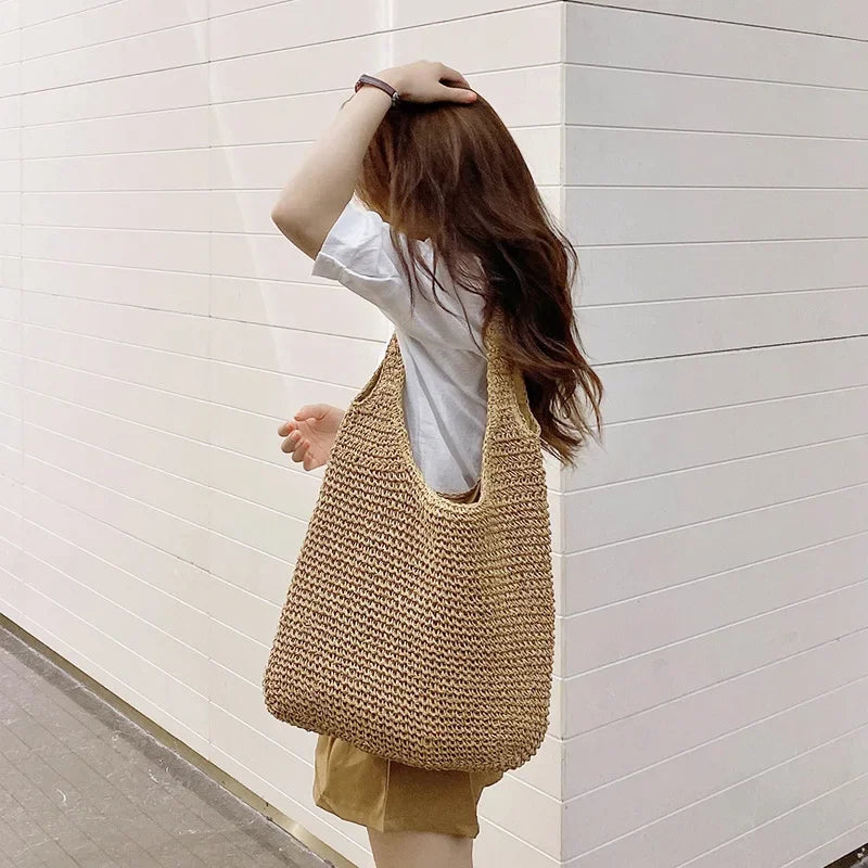 Chic Woven Straw Beach Bag | Large Capacity Tote for Effortless Summer Style