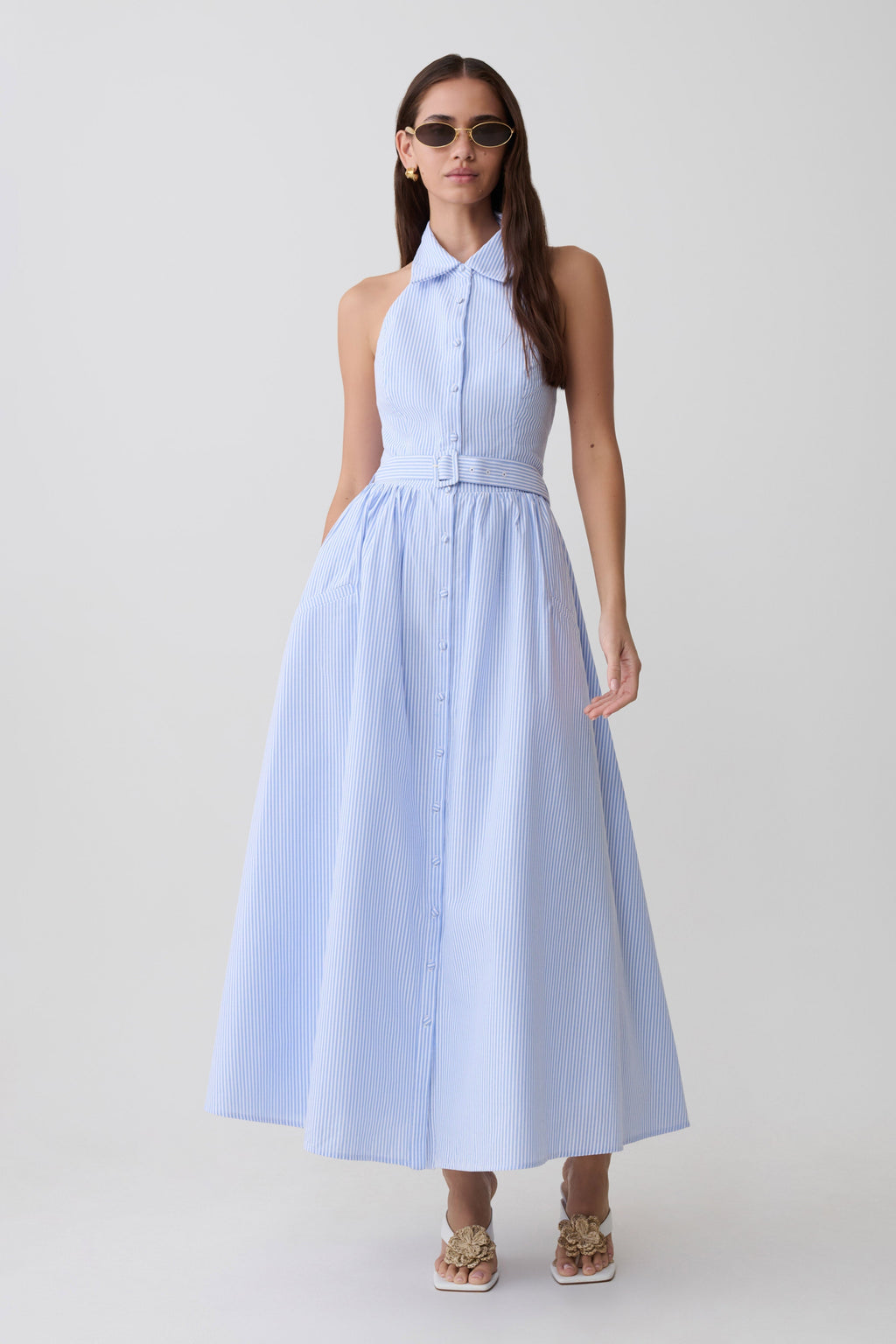 Collared A-Line Midi Dress — Vintage Buttons