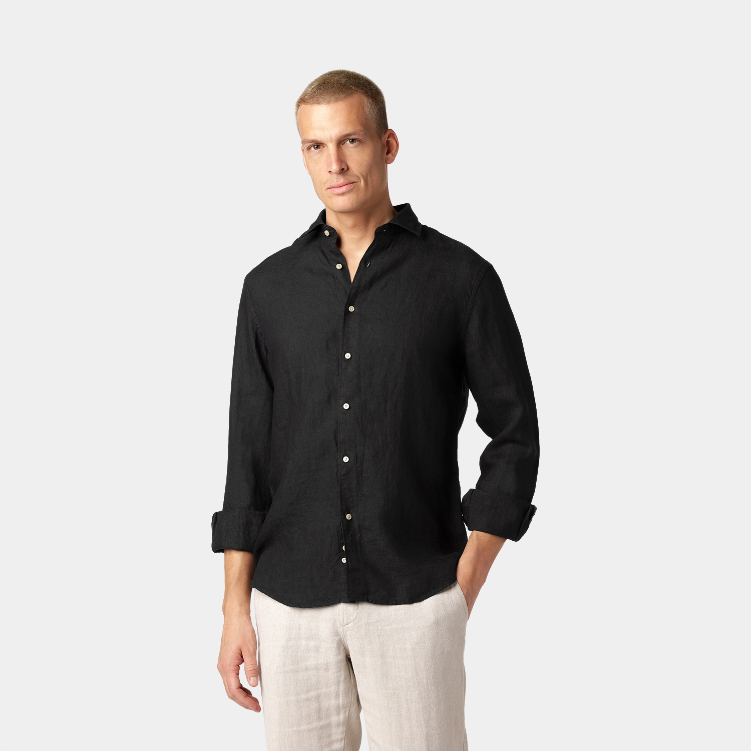 Classic Collection | Men's Shirt in Black Linen with Premium Comfort | Versatile Style for Any Occasion