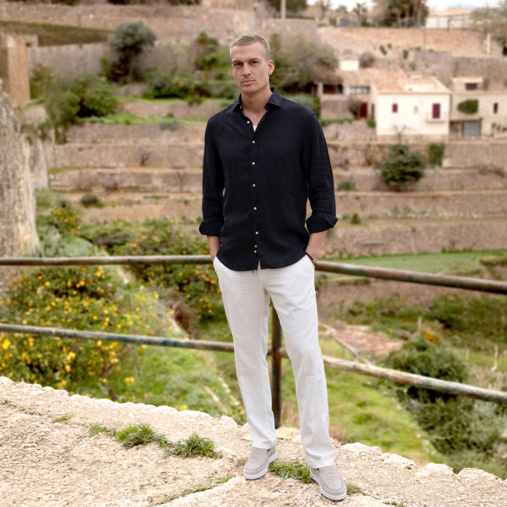 Classic Collection | Men's Shirt in Black Linen with Premium Comfort | Versatile Style for Any Occasion
