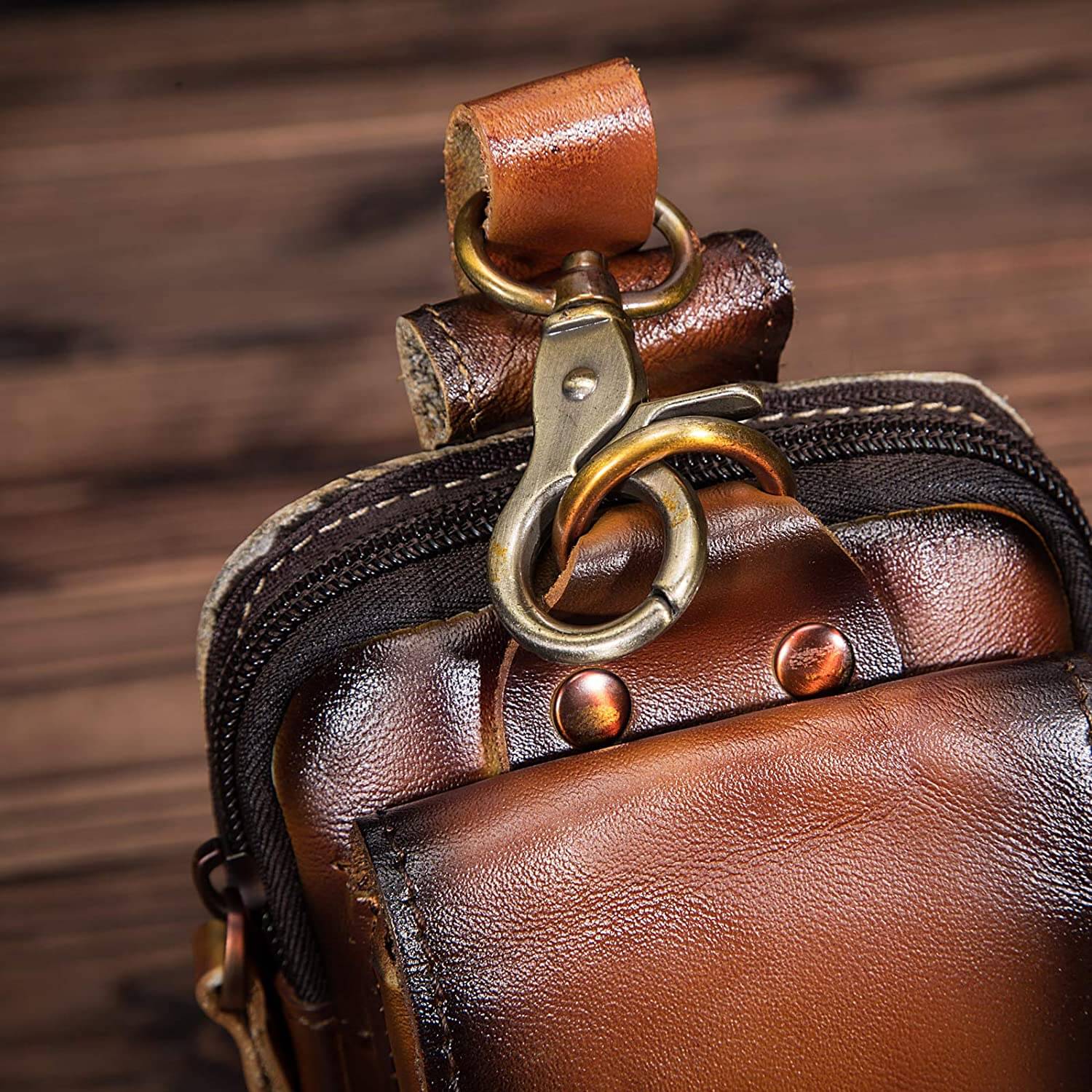 Full-Grain Leather Waist Pack — Adjustable Bum Bag