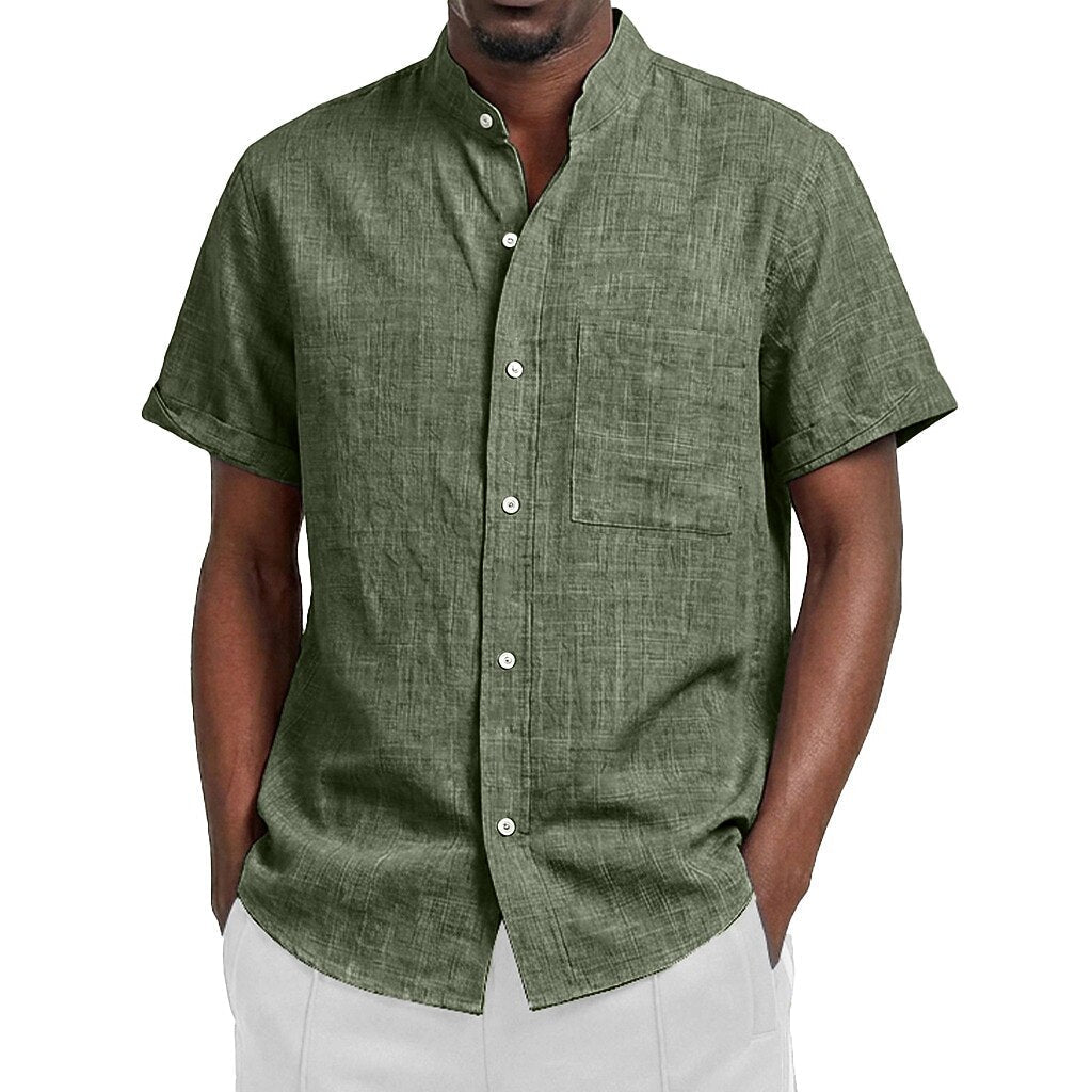 Men's Classic Linen Button-Up Shirt — Breathable Casual