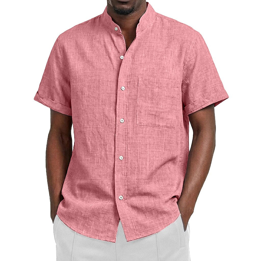 Men's Classic Linen Button-Up Shirt — Breathable Casual