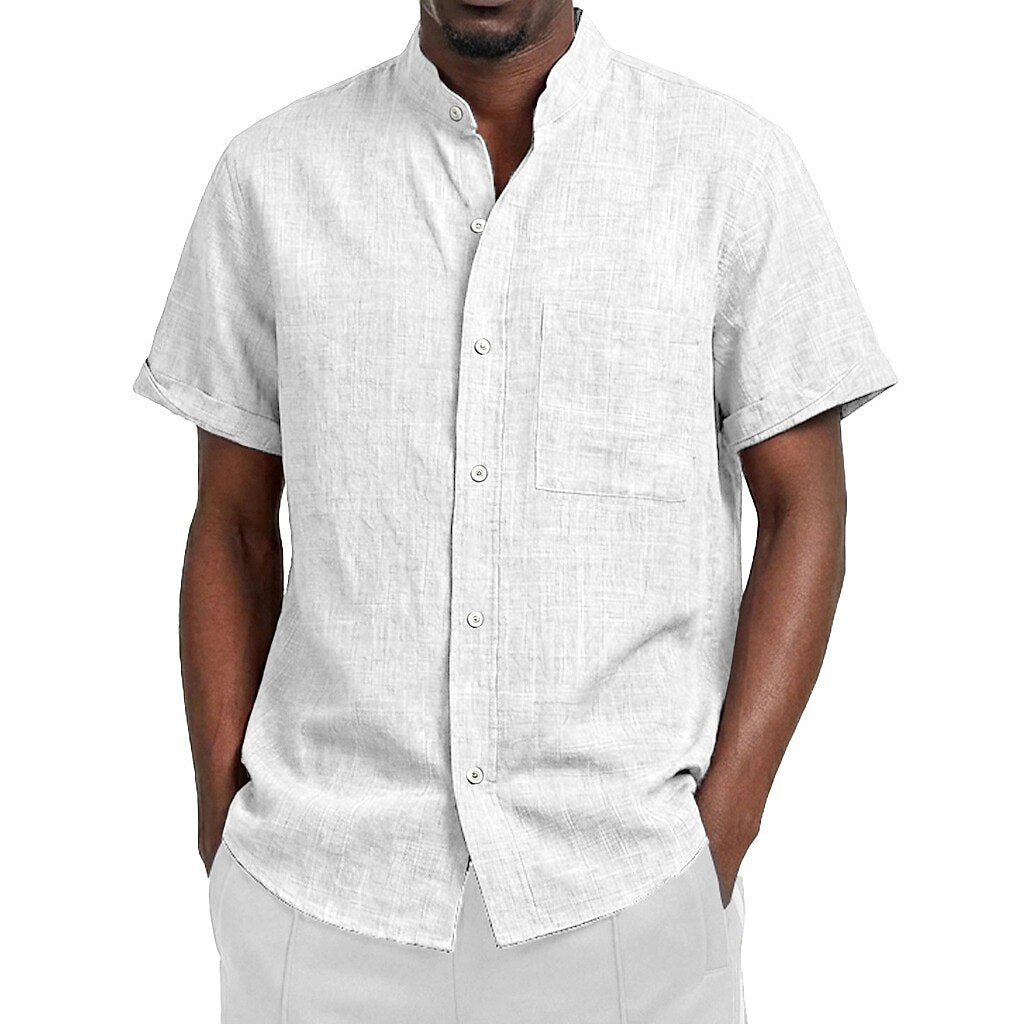 Men's Classic Linen Button-Up Shirt — Breathable Casual
