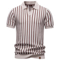 Classic Striped Polo Shirt | Lightweight Knit Golf Shirt for Men with Breathable Fabric