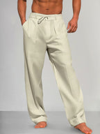 Women's linen pants with adjustable waist and side pockets