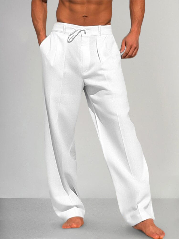 Women's linen pants with adjustable waist and side pockets