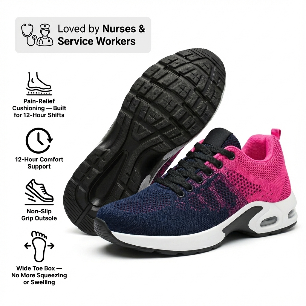 Comfortable Slip-Resistant Work Shoes — Arch Support