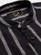 Contemporary Style | Men's Shirt with Mandarin Collar & Stripes | Versatile Design for All-Day Comfort