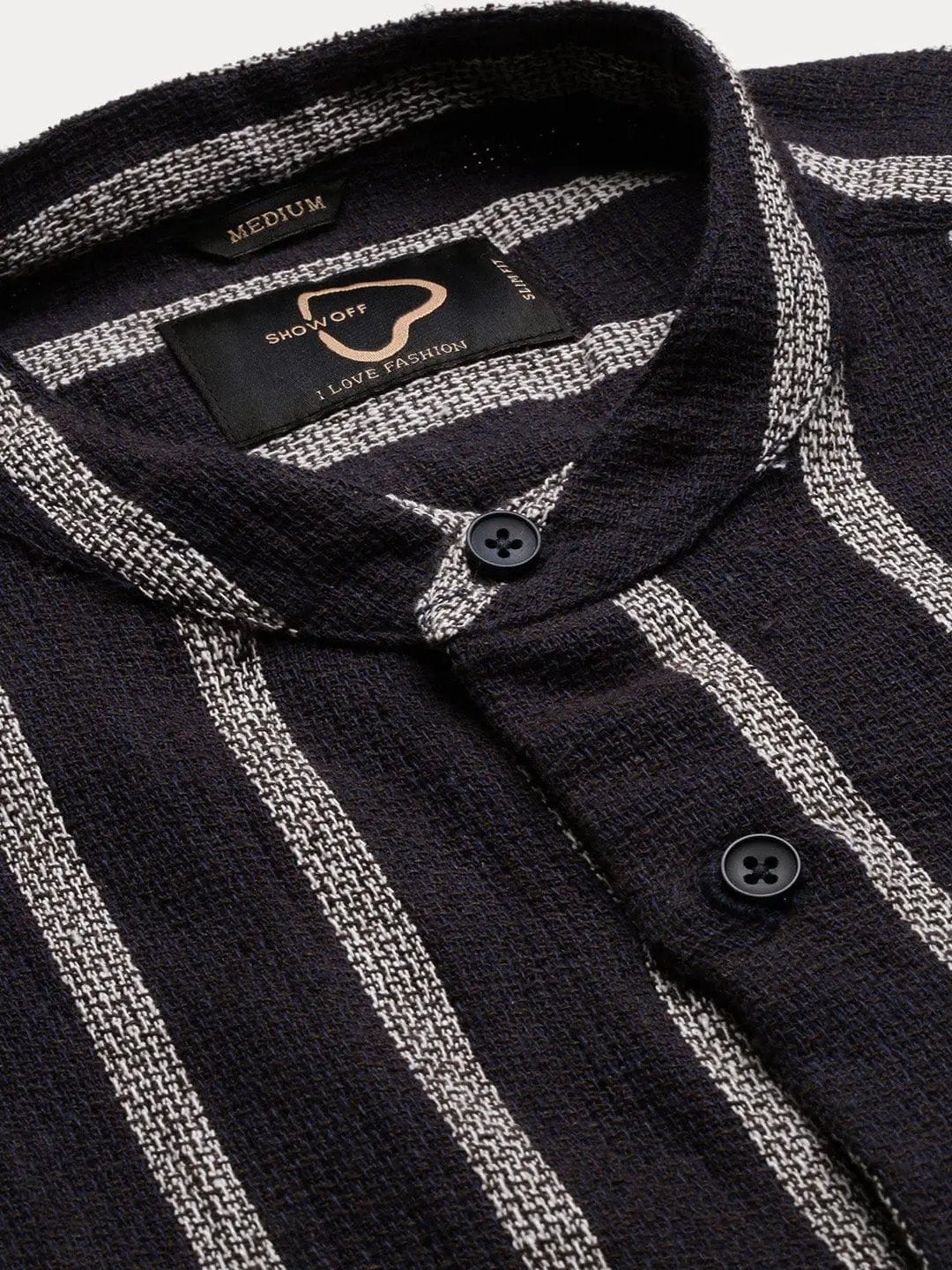 Contemporary Style | Men's Shirt with Mandarin Collar & Stripes | Versatile Design for All-Day Comfort