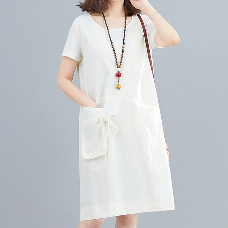 Cotton Linen Midi Dress – Women's Summer Dress with Pockets –...