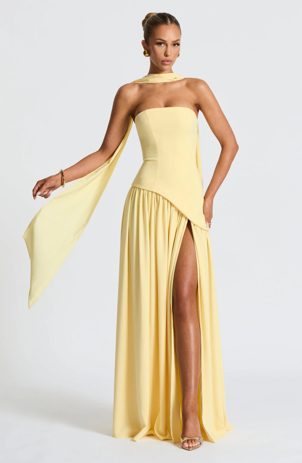Crimson Allure – Red Maxi Dress with Asymmetrical Hem