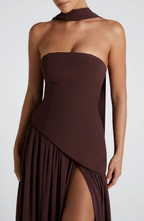 Crimson Allure – Red Maxi Dress with Asymmetrical Hem