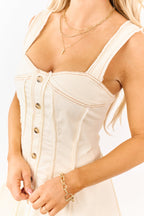 Denim Collection | Women's A-Line Mini Dress with Faux Button Front | Stylish Casual Wear for Everyday Elegance