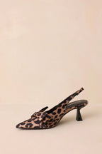 Women's Dreamy Gleam Leopard Print Slingback Kitten Heels | Heel Measures 2.25" in Height 4