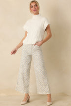 Women's Easy Moments Light Blue Floral Cotton Wide Leg Jeans | 97% Cotton & 3% Spandex 4