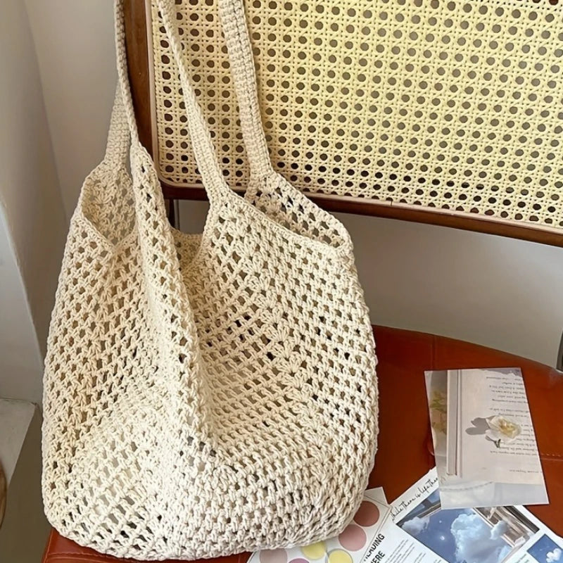 Crochet Mesh Tote Bag — Lightweight Shoulder Bag