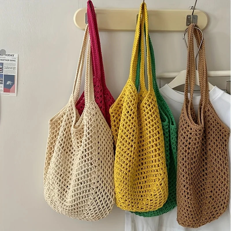 Crochet Mesh Tote Bag — Lightweight Shoulder Bag