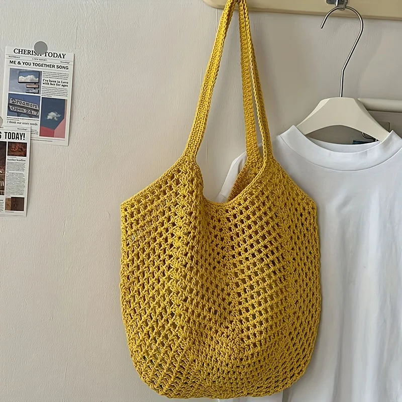 Crochet Mesh Tote Bag — Lightweight Shoulder Bag