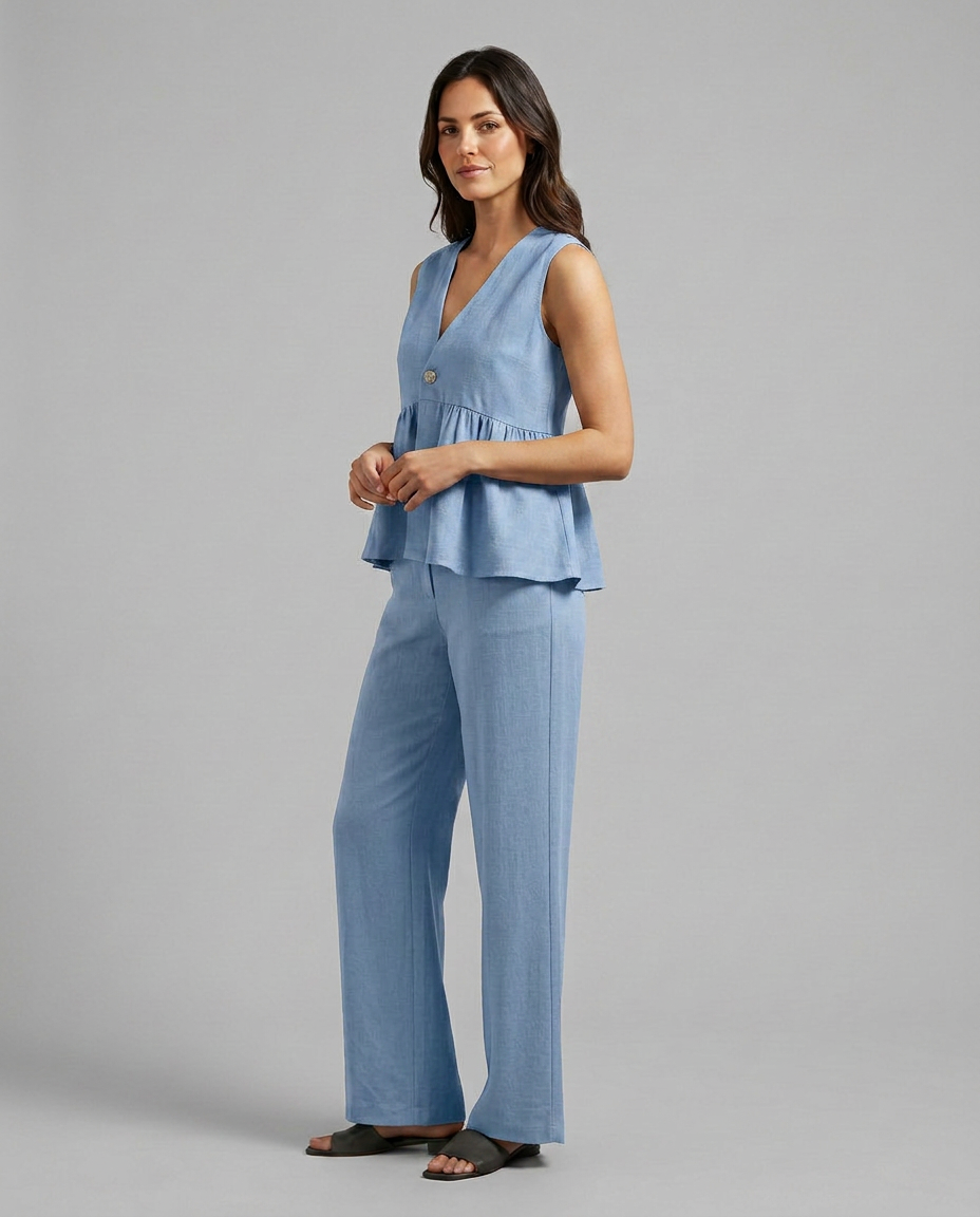 Elaine Collection | Wide-Leg & V-Neck Matching Set | Effortless Co-Ord