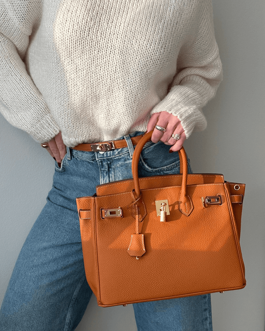 Women's Textured Handbag — Secure-Closure Shoulder Bag