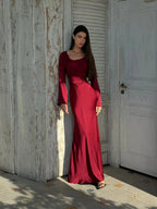 Elegant Collection | Long Sleeve Maxi Dress with Clean Lines | Versatile Style for Effortless Elegance