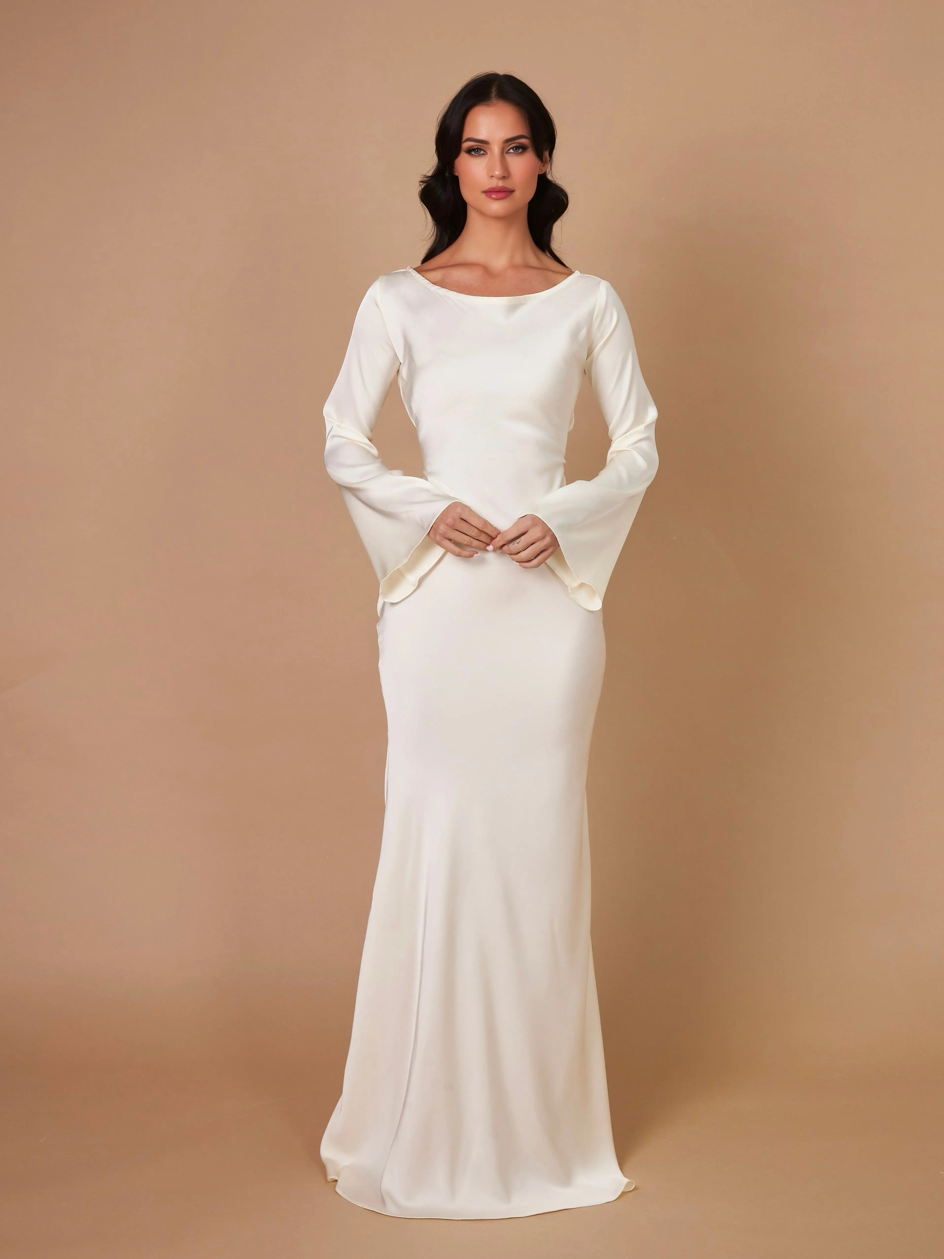 Elegant Collection | Long Sleeve Maxi Dress with Clean Lines | Versatile Style for Effortless Elegance